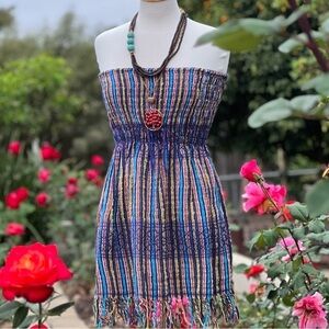 ARTISAN MADE strapless Mexican convertible textile dress or skirt (OSFM)